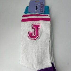 Claire’s Letter J socks 1 pair new Letter J cute Claire’s socks